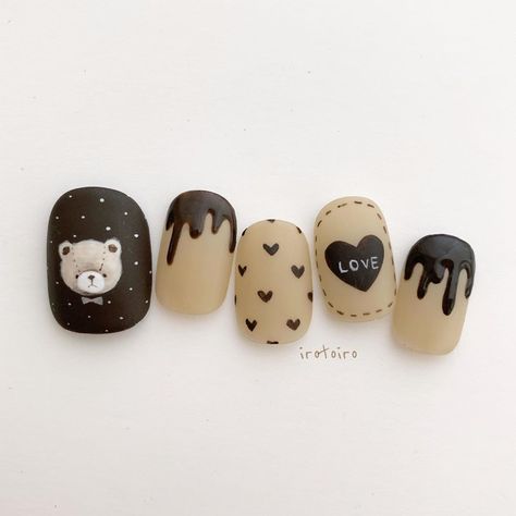 Irotoiro Nail, Nail Instagram, Valentines Nail, Mickey Nails, Kutek Disney, Funky Nail Art, Korean Nail Art, Art Deco Nails, Black Acrylic Nails