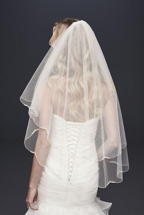 Pearl Crystal Cluster Scallop-Edge Fingertip Veil Style V801, Ivory  Bridal veils - long, short, vintage and modern for the creative wedding wedding #veils #capes #train #dramatic #bridalhair #bridalaccessories Fingertip Length Veil, Fingertip Veil, Veil Styles, Wedding Veils Lace, Bridal Updo, Pearl Crystal, Wedding Lingerie, Wedding Veils, Wedding Veil