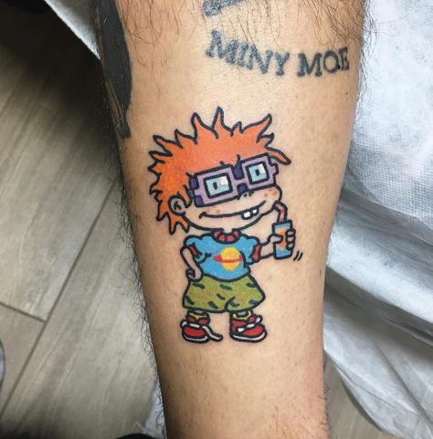 Follow @TATTOOWONDERLAND on Pinterest for more!!  Chucky Rugrats tattoo Chucky Rugrats Tattoo, Chucky Rugrats, Rugrats Tattoo, Chucky Tattoo, Mario Tattoo, Rat Tattoo, Cartoon Character Tattoos, Pieces Tattoo, Octopus Tattoo