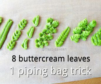 Piping Bag Hacks, Buttercream Leaves, Leaf Piping Tip, Buttercream Techniques, Diy Leaf, Russian Piping Tips, Piping Tip, Royal Icing Flowers, Piping Flowers