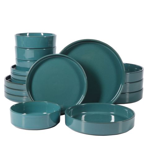 Borrowing from centuries-old practices and tradition of pottery and ceramics, the bloomhouse™ Santorini Mist 16-piece Terracotta Dinnerware Set captures the naturally rustic landscapes of our Earth in vibrant hues and subtle variations. Green And Blue Kitchen Ideas, Mismatched Plates Table Setting, Aesthetic Plates And Bowls, Stackable Dinnerware, Apt Kitchen, Amazon Ads, Dish Collection, Minimal Life, Starter Plates