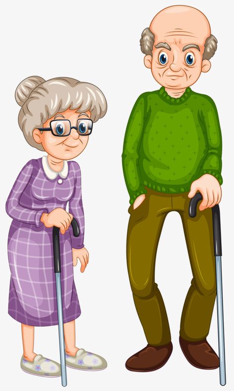 Vieux Couples, Happy Grandparents Day, Family Clipart, Growing Old Together, School Clipart, Old Couples, Family Cartoon, Family Illustration, Grandma And Grandpa