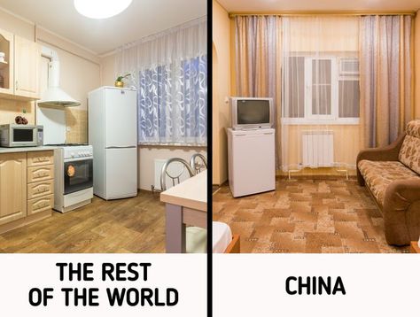 9 Things About Chinese Homes That Make Them Different From Homes Around the World China Apartment, Chinese Apartment, Chinese Bathroom, Chinese Homes, Moving To China, Homes Around The World, Shelf Unit, Washing Dishes, Wooden Flooring