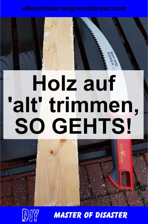 So kannst du neues Holz aus dem Baumarkt mit ein paar Tricks auf 'alt' trimmen. DIY kann so einfach sein.  #DIY #holz #holzbearbeitung #altesholz Diy Holz, Diy Cans, Wood Plans, Woodworking Plans Free, Woodworking Furniture, Woodworking Projects Diy, Hardware Store, Book Shelf, Woodworking Tips