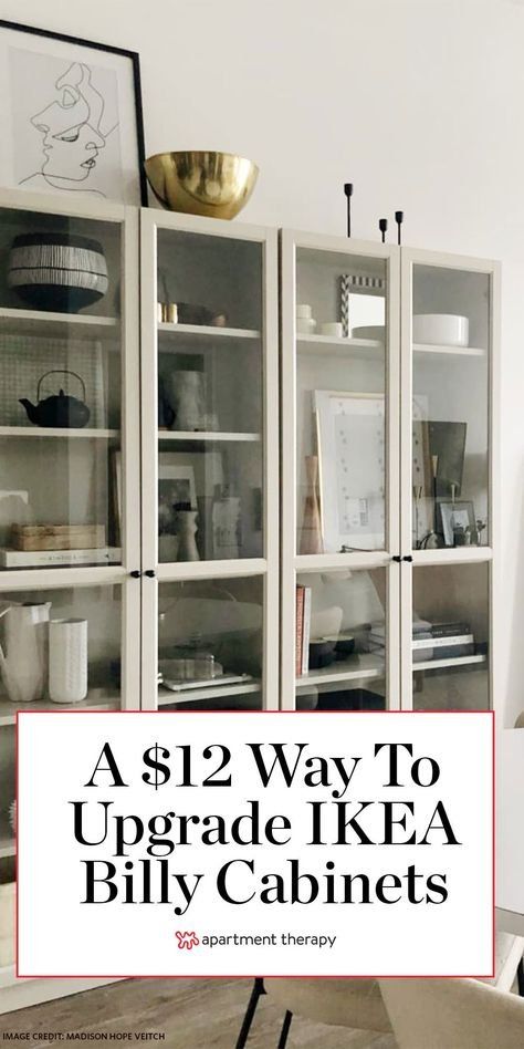 Ikea Glass Cabinet, Vitrine Ikea, Ikea Decor Hacks, Billy Ikea, Ikea Cabinet, Billy Bookcase Hack, Billy Regal, Ikea Billy Bookcase Hack, Ikea Bookcase