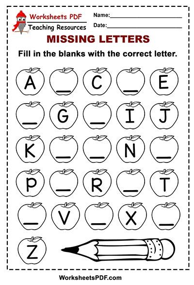 Free Printable Apple Alphabet – Missing Letters Free Preschool Worksheets Pdf, Letter Worksheets Kindergarten, Apple Alphabet, Letters Worksheets, Alphabet Letter Worksheets, Letter Worksheets For Preschool, Back To School Worksheets, Printable Alphabet Worksheets, Missing Letters