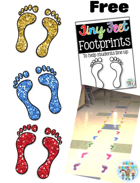 FREE feet/footprint templates for lining up from Clever Classroom Line Up Floor Ideas Classroom, Standing In Line Preschool, Preschool Line Up Ideas Floors, Footprint Printable, Classroom Management Plan, Clever Classroom, Classroom Behavior Management, Class Organization, Behaviour Management