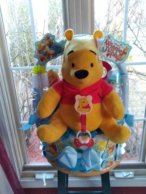 Whinnie The Pooh Basket, Winnie The Pooh Baby Gift Basket, Winnie The Pooh Diaper Wreath, Winnie The Pooh Stuffed Animal, Winnie The Pooh Nursery Blankets, Cake Gift Basket, Winnie The Pooh Toy Chest, Baby Hampers, Unique Gift Baskets