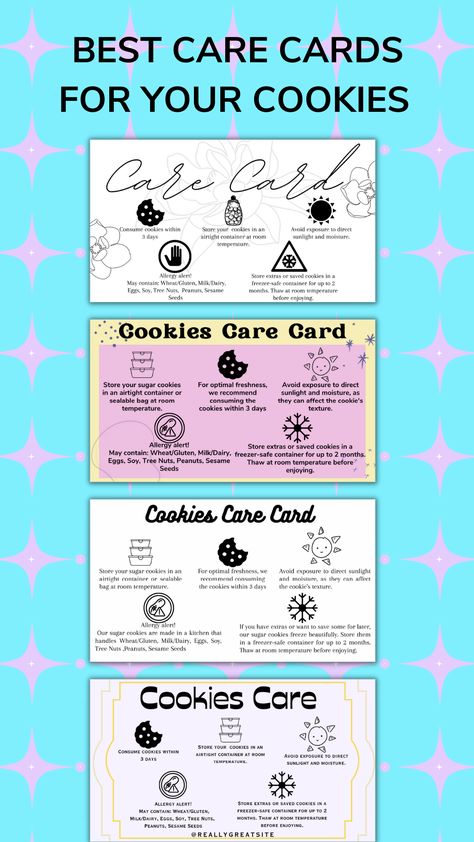 Cookies Care Card Bundle Sugar Cookie Cake Card Template Bakery Business Card Baking Thank You Card Small Business Template Allergy Cards Starting A Cookie Business From Home, Bakery Thank You Card, Cookie Names For Business, Cookie Business Packaging, Cookie Business From Home, Baking Business Cards, Cookies Business, Sugar Cookie Cake, Business Bakery