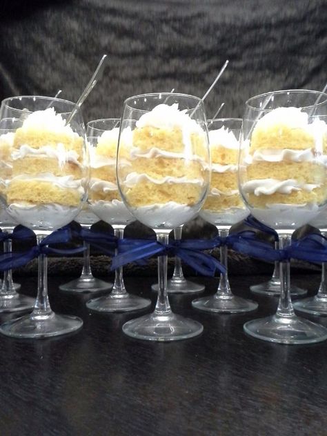 cake in wine glasses! Wine Tasting Themed Birthday Party, Cupcakes In Wine Glasses, Wine Down Party Ideas, Wine Glass Desserts Ideas, Wine Table Display Party Ideas, Cake And Sip Party Ideas, Wine And Cheese Themed Bridal Shower Ideas, Wine Glass Desserts, Cake In Wine Glasses