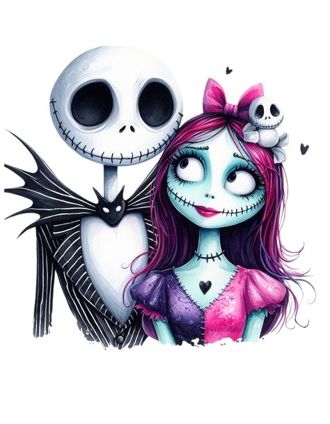 Sublimation Images Free Png, Nightmare Before Christmas Artwork, Jack And Sally Christmas, Cute Nightmare Before Christmas, Prints For Shirts, Nightmare Before Christmas Images, Jack Y Sally, Jack Skellington And Sally, Jack Nightmare Before Christmas