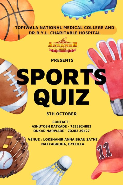 Sports quiz #sportquiz #quiz #college events #posterideas Sports Event Poster, Quiz Poster, Sports Quiz, College Events, College Event, Dune Art, Poster Idea, Sports Event, Medical College