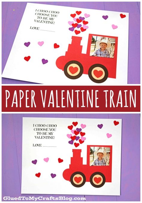 Paper Valentine Train - Not only is a great craft to make together BUT your child can also GIFT their masterpiece to someone special in their life! "I CHOO CHOO choose you to be my Valentine" Free Train Printable Included! Train Printable, Train Valentine, Vday Party, Toddler Valentine Crafts, Train Crafts, February Crafts, Valentine's Day Crafts For Kids, Preschool Valentines, Valentine Activities