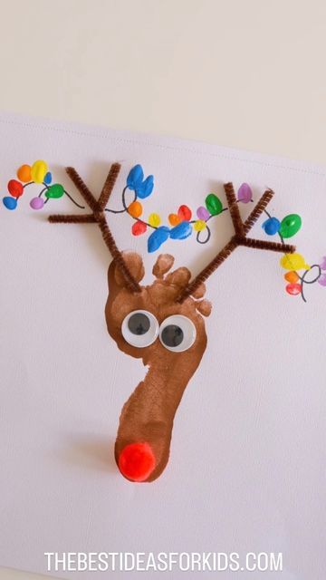 Reighndeer Crafts For Kids, Reindeer Feet Craft, Raindeer Crafts Preschool, Foot Print Reindeer Craft, Toddler Christmas Crafts Reindeer, Reindeer Arts And Crafts For Kids, Foot Reindeer Craft, Rain Deer Footprint, Reindeer Craft For Toddlers