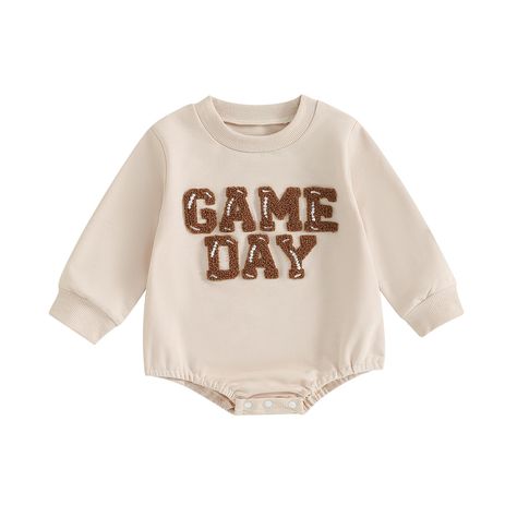 PRICES MAY VARY. Materia: Baby football outfit made of high quality cotton blend. Baby girl football outfit, comfortable, breathable, soft and non-irritating to the skin. Perfect to keep baby warm and comfy during fall season. Features: Baby boy romper, game day, long sleeve, pullover crewneck long sleeve sweatshirt bubble rompers, so cute, keeps warm in the cold weather. Your baby can wear it to watch a football game with dad and mom. Size: Football romper for baby girl boy is suitable for baby Girls Football Outfit, Baby Football Outfit, Summer Outfit Accessories, Fall Bodysuit, Sweatshirt Romper, Football Outfit, Neutral Baby Clothes, Romper Bodysuit