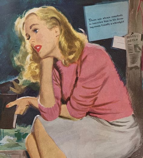 1940s Illustration Art, 1950s Art Illustration, 40s Illustration, Vintage Illustration 50s, 1940s Drawing, Vintage Women Art, Pinup Magazine, 50s Magazine, 50s Illustration