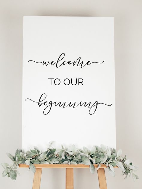 Just Married Sign Ideas, Welcome To Our Forever, Bride And Groom Svg, Welcome To Our Beginning, Just Married Sign, Welcome Wedding Sign, Marriage Gifts, Wedding Posters, Wedding Stage Decorations