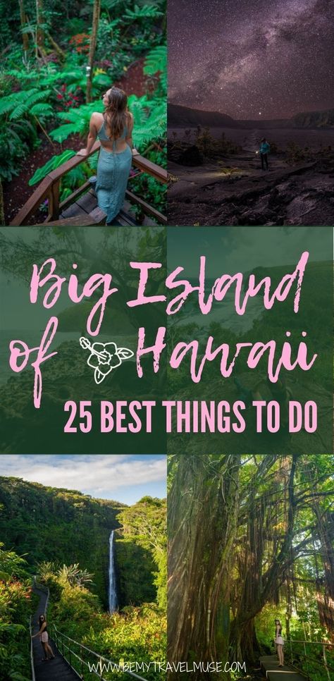 Visiting the Big Island of Hawaii? Here are 25 awesome, mostly outdoor things to do. Explore the best snorkelling points in the Big Island of Hawaii, visit national parks, eat at the best local restaurants and see some of the most beautiful views the Big Island of Hawaii has to offer! #BigIslandofHawaii Island Of Hawaii Things To Do, What To Do On The Big Island Of Hawaii, Things To Do In Hawaii Big Island, Big Island Hawaii Restaurants, Big Island Hawaii Hidden Gems, Hawaii Big Island Bucket List, Waimea Big Island, Hawaii Big Island Things To Do, Big Island Hawaii Food