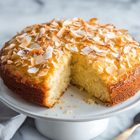 Easy lemon coconut almond cake Recipe Coconut Almond Cake, Almond Flour Cakes, Creamy Mustard Sauce, Tea Ingredients, Almond Cake Recipe, Lemon Salmon, Pork Belly Recipes, Pork Glaze, Lemon Coconut