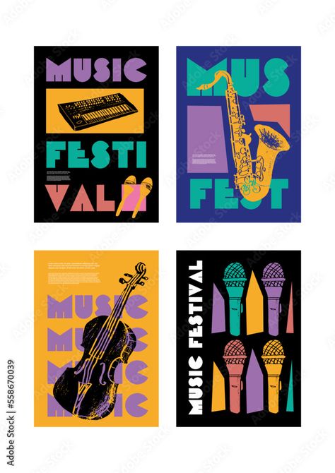 Download Microphone, saxophone, violin, alto, viola, synthesiser. Music festival poster. Musical instruments. Competition. A set of vector illustrations. Minimalistic design. Banner, flyer, cover, print. Stock Vector and explore similar vectors at Adobe Stock. Violin Poster, Synthesizer Music, Minimalist Music, Concert Poster Design, Music Concert Posters, Minimalist Graphic Design, Concert Flyer, Music Festival Poster, Music Illustration