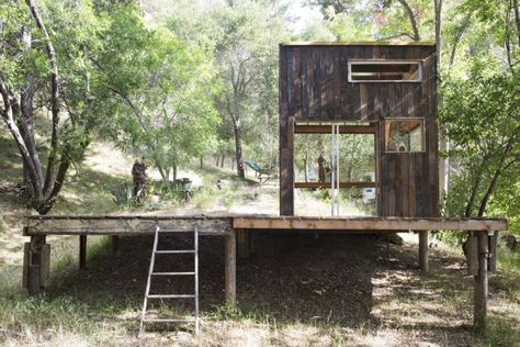 The finished project Mason St. Peter's cabin in Topanga Canyon Camp House, Tiny House Swoon, Cabin Tiny House, Topanga Canyon, Tiny Cabins, Tiny Cottage, Surf Shack, Tiny Cabin, Tiny House Movement