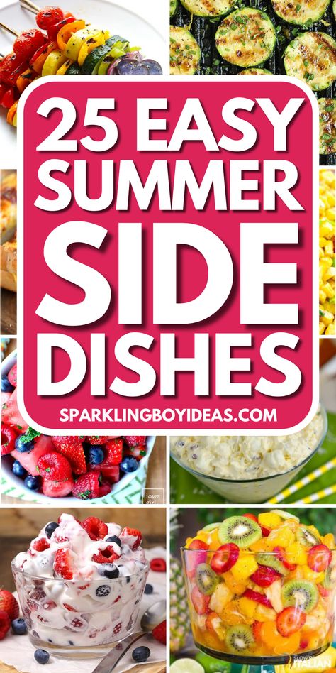 Summer side dishes are essential for any outdoor meal. Discover easy BBQ side dishes perfect for BBQ parties. Enjoy healthy summer sides like grilled vegetable recipes and fresh summer salads. Try cold side dishes and grilled side dishes. Our summer potluck recipes include light summer pasta salads and fruit salads. Make summer pasta recipes and simple picnic sides for any occasion. Find summer appetizers and make-ahead summer snacks for stress-free entertaining. Must try these summer recipes. Camping Side Dishes, Summer Cookout Sides, Summer Sides Recipes, Summer Cookout Side Dishes, Cob Recipes, Summer Rice, Hamburger Side Dishes, Easy Bbq Side Dishes, Summer Bbq Side Dishes