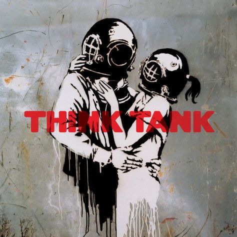 Blur - Think Tank Credit: Parlophone Urbane Kunst, Street Art Banksy, Gas Masks, Banksy Graffiti, Banksy Art, Jeff Koons, Album Cover Art, Graffiti Artist, Think Tank