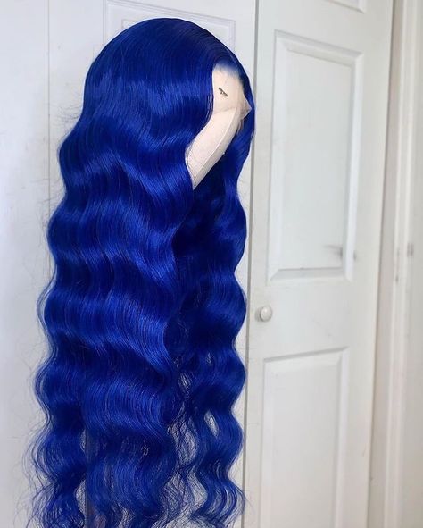 Boujie Hairstyles, 21st Hairstyles, Blue Lace Front Wig, Wavy Wigs, Blue Wig, Pretty Hair Color, High Maintenance, Human Virgin Hair, Lace Hair