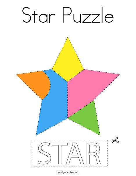 Star Puzzle Coloring Page - Twisty Noodle Star Shape Crafts Preschool, Star Crafts Preschool, Preschool Star Activities, Star Activities For Toddlers, Star Activities For Kids, Star Activities Preschool, Star Arts And Crafts, Preschool Letter S, Lauras Stern