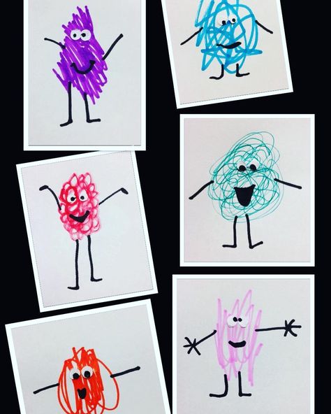 Pencils & Paint. Art 4 Kids on Instagram: “PK kids from Art Club. They loved bringing their scribbles to life☺️ Inspired by the book ' I'm not just a Scribble '…” Scribbling Activity For Preschoolers, Scribble Stones Activities, Drawing Club Ideas For Kids, I'm Not Just A Scribble Activities, Scribbling Activity, Scribble Spot Activities, Pencil Scribble Art, Scribble Day Ideas, Scribble Monster