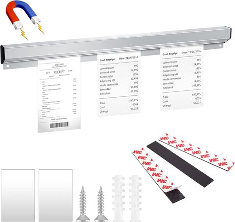 Amazon.com : Ticket Rack Magnetic Restaurant Order Holder Slide Check Rack Kitchen Ticket Holder Note and Paper Holder Aluminum Ticket Holder for Restaurant with Strips Bill Orders Display Rail for Kitchen : Office Products Restaurant Order, Ticket Holder, Ticket Holders, Rack Kitchen, Kitchen Office, Office Products, Paper Holder, Basement, Magnets