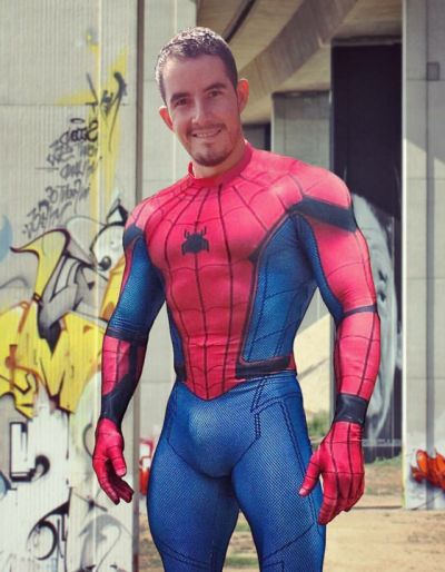 Male Festival Outfits, Gay Costume, Spiderman Costume, Superhero Cosplay, Lycra Men, Beefy Men, Halloween Costume Contest, Male Cosplay, Compression Tights