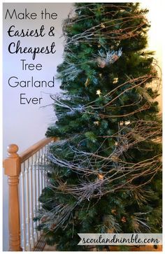 perfect for outdoors     Christmas Tree Decorating #HolidayHome, DIY Tree Garland Diy Tree Garland, Natural Christmas Garland, Christmas Garland Ideas, Diy Christmas Tree Garland, Cheap Christmas Trees, Garland Ideas, Christmas Tree Decorating, Diy Tree, Christmas Tree Garland