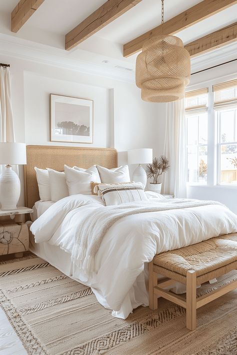 Charleston Apartment, Boho Coastal Bedroom, Bedroom Coastal, Minimalist Bedroom Decor, Coastal Modern, Coastal Bedrooms, Coastal Bedroom, Neutral Bedroom, Elegant Aesthetic