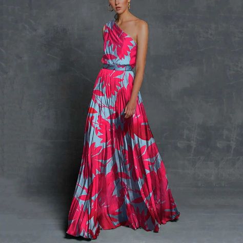 9aa42b31882ec039965f3c4923ce901bdesc52030905ri Pleated Party Dress, Printed Long Skirt, Wedding Dress Outfit, Formal Occasion Dress, Gaun Fashion, Long Beach Dress, Langer Rock, Neckline Dress, Maxi Robes