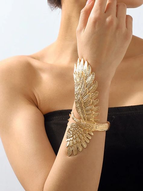 UOOZEE Feather Cuff Bracelet, Animal Bracelet, Winter Typ, Geometric Bracelet, Wrist Jewelry, Wristband Bracelet, Open Bangle, Estilo Punk, Gold Bracelet Cuff