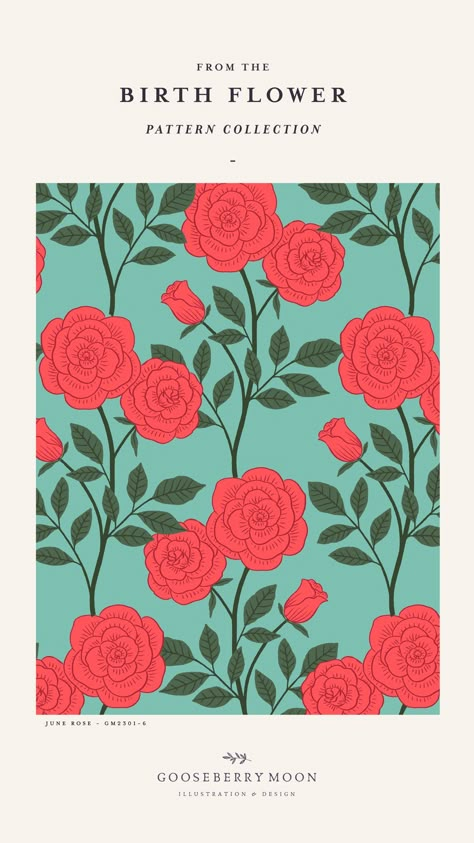 Rose Illustration Wallpaper, Roses Pattern Design, Rose Illustration Design, Ipad Design Inspiration, Birth Flower June, Rose Garden Illustration, English Rose Illustration, Roses Botanical Illustration, Pantone Print