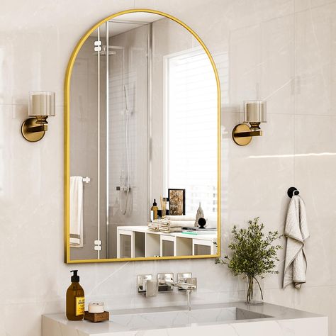 Bathroom with gold accents