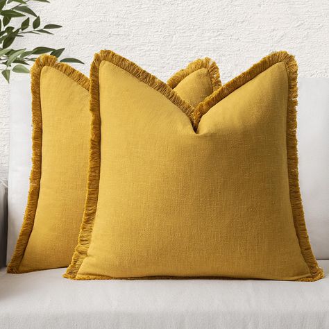 PRICES MAY VARY. 80%ramie+20%cotton MATERIAL: Made of 80% natural ramie linen and 20% cotton.The fabric is soft and comfortable, multi color can match your sofa design.They are suitable for fall decoration. PACKAGE: 18x18 set of 2 pillow covers were included, Measures 45x45 cm, INSERT ARE NOT INCLUDED. This pillow cover combines farmhouse style and modern. DESIGN: The look of the pillow covers is unique, matching with the handmade fringes makes it stand out. The gorgeous pillow covers will go we Boho Cushion Covers, Rust Throw Pillows, Farmhouse Boho Decor, Fall Linen, Orange Pillow Covers, Pillow Covers Decorative, Couch Pillow Covers, Fall Throw Pillows, Orange Throw Pillows