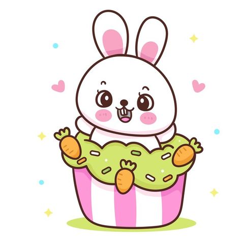 Vector bunny in a cupcake vector art ill... | Premium Vector #Freepik #vector #cupcake #kawaii #easter-bunny #happy-easter Kawaii Easter, Cupcake Vector, Bunny Cupcakes, Cupcake Art, 3d Hand, Wallpaper Images, Vector Art Illustration, Phone Wallpaper Images, Vector Photo