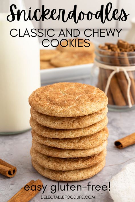 Stack of Snickerdoodle Cookies Gluten And Dairy Free Snickerdoodles, Quick Gf Cookies, Snickerdoodle Gluten Free Cookies, Pumpkin Snickerdoodles Gluten Free, Snickerdoodle Cookies Gluten Free, Best Gluten Free Sugar Cookies, Almond Flour Snickerdoodle Cookies, Gluten Free Oreo Cookies, Gf Cookies Recipes