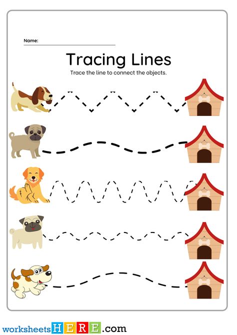 Lines Worksheet, Trace The Lines, Drawing For Children, Process Drawing, Tracing Activities, Fun Worksheets For Kids, Tracing Lines, Love The Process, Children Drawing