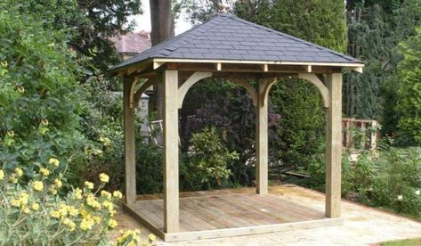 Square Gazebo Range - Chart Garden Buildings Garden Gazebos, Square Gazebo, Trellis Panels, Pond Ideas, Roof Construction, Garden Gazebo, Hip Roof, Green Tile, Garden Buildings