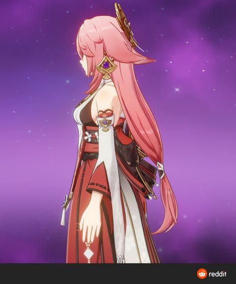 Yae Miko Character Sheet, Yae Miko Reference Sheet, Ei Matching Pfp, Genshin Yae Miko, Yae Miko Icon, Miko Genshin, Genshin Art, Cosplay Inspo, Yae Miko