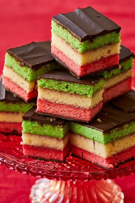 Rainbow Cookies Recipe Italian Christmas Bread, Seven Layer Cookies, Rainbow Cookies Recipe, Italian Rainbow Cookies, Danish Butter Cookies, Bigger Bolder Baking, Rainbow Cookies, Holiday Cookie Recipes, Almond Flavor