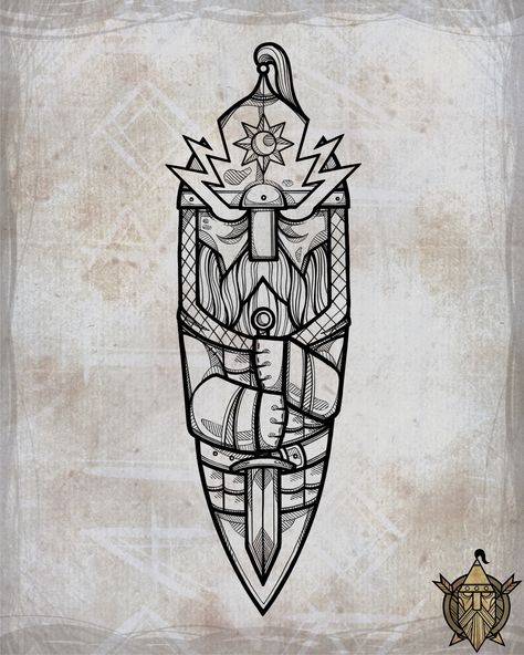 Dwarven Tattoo Design, Denmark Tattoo Ideas, Perun Slavic Tattoo, Slavic Tattoo Symbols, Dwarven Tattoo, Ygdrassil Tattoo, Viking Art Drawing, Germanic Tattoos, Small Nordic Tattoo