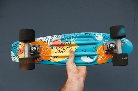 Michael - Australian Artist on Instagram: “Hand painted penny board design 🤙 . . . . . #pennyboard #skateart #art #design #mural #muralart #streetart #illustration #painting…” Penny Board Design, Skateboarding Lifestyle, Penny Boarding, Penny Boards, Painted Skateboard, Board Skateboard, Skateboarding Tricks, Penny Skateboard, Penny Board