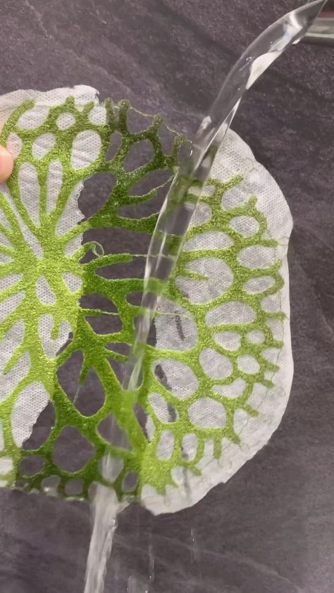 Water Soluble Fabric Ideas, Water Soluble Stabilizer Embroidery, Lily Pad Embroidery, Water Soluble Fabric Embroidery, Aged Textiles, Water Textiles, Embroidery Sculpture, Water Embroidery, Meredith Woolnough