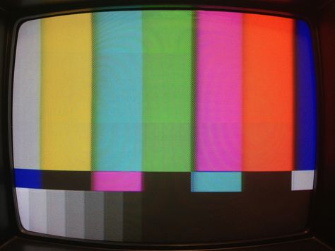 Color Bar Tv, Smpte Color Bars Aesthetic, Tv Glitch Aesthetic, Tv Static Aesthetic, Tv Color Bars, Streamer Aesthetic, Tv Static, Nam June Paik, Vintage Television