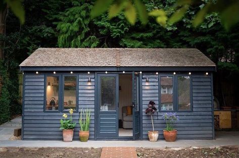 Brick Shed, Backyard Office Shed, Posh Sheds, Garden Gym, Cedar Shingle, Garden Room Ideas, Cedar Shingle Roof, Shingle Roof, Garden Cabins